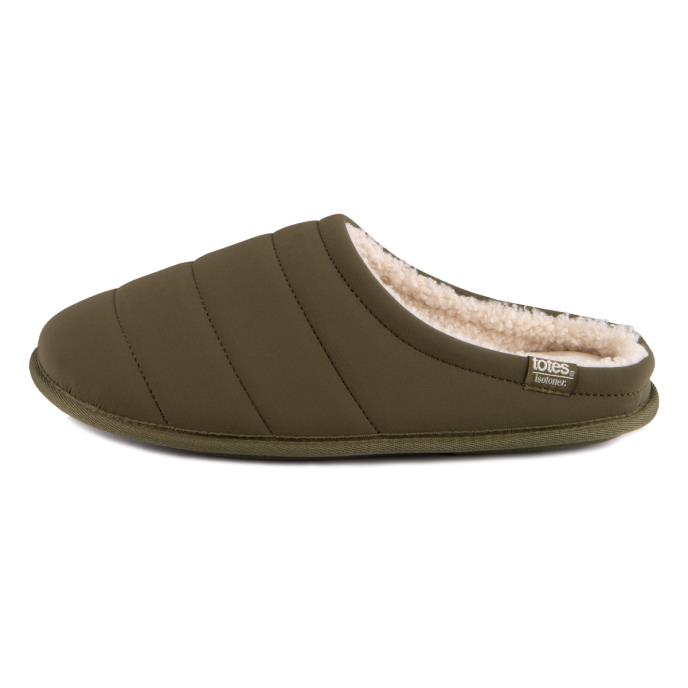 Isotoner® Mens Sport Quilted Mule Slipper With Cosy Lining Khaki Extra Image 3